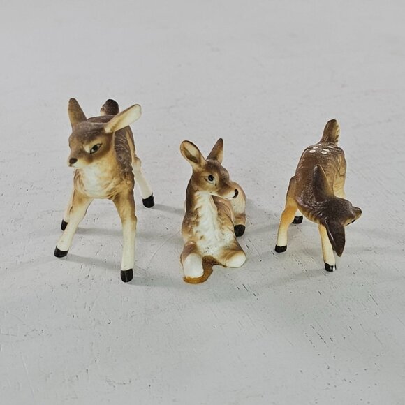 Vintage Bone China Ceramic Deer Figurines Family Set Of 3 - Picture 3 of 8